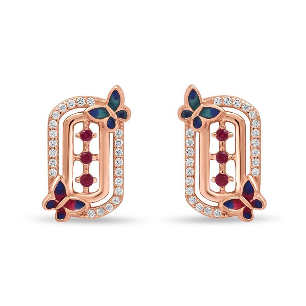 Flutter Charm Rose Gold Plated 925 Sterling Silver Earrings : EAR-20841-RG