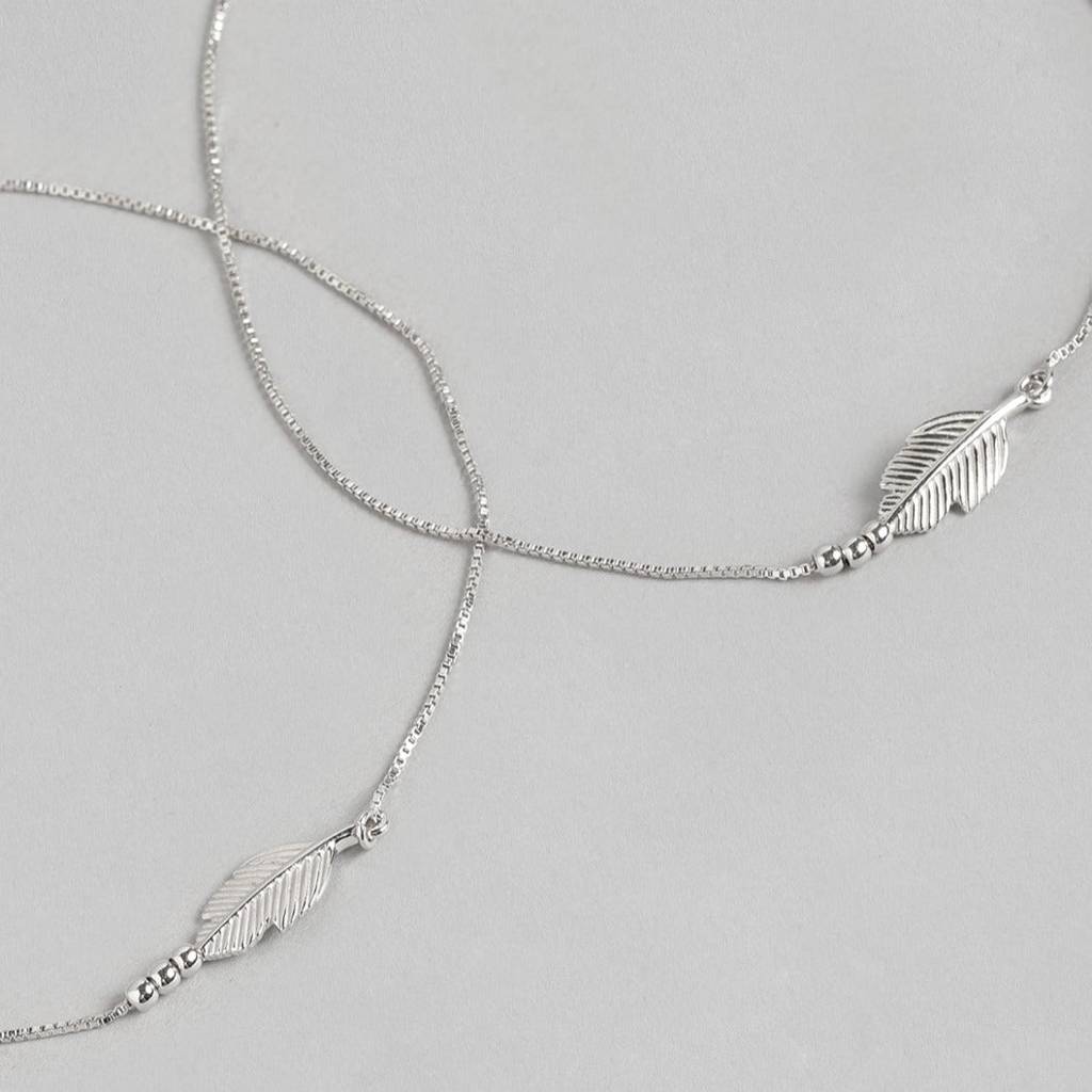 Leaf 925 Sterling Silver Anklet : ANK-60125-PAIR