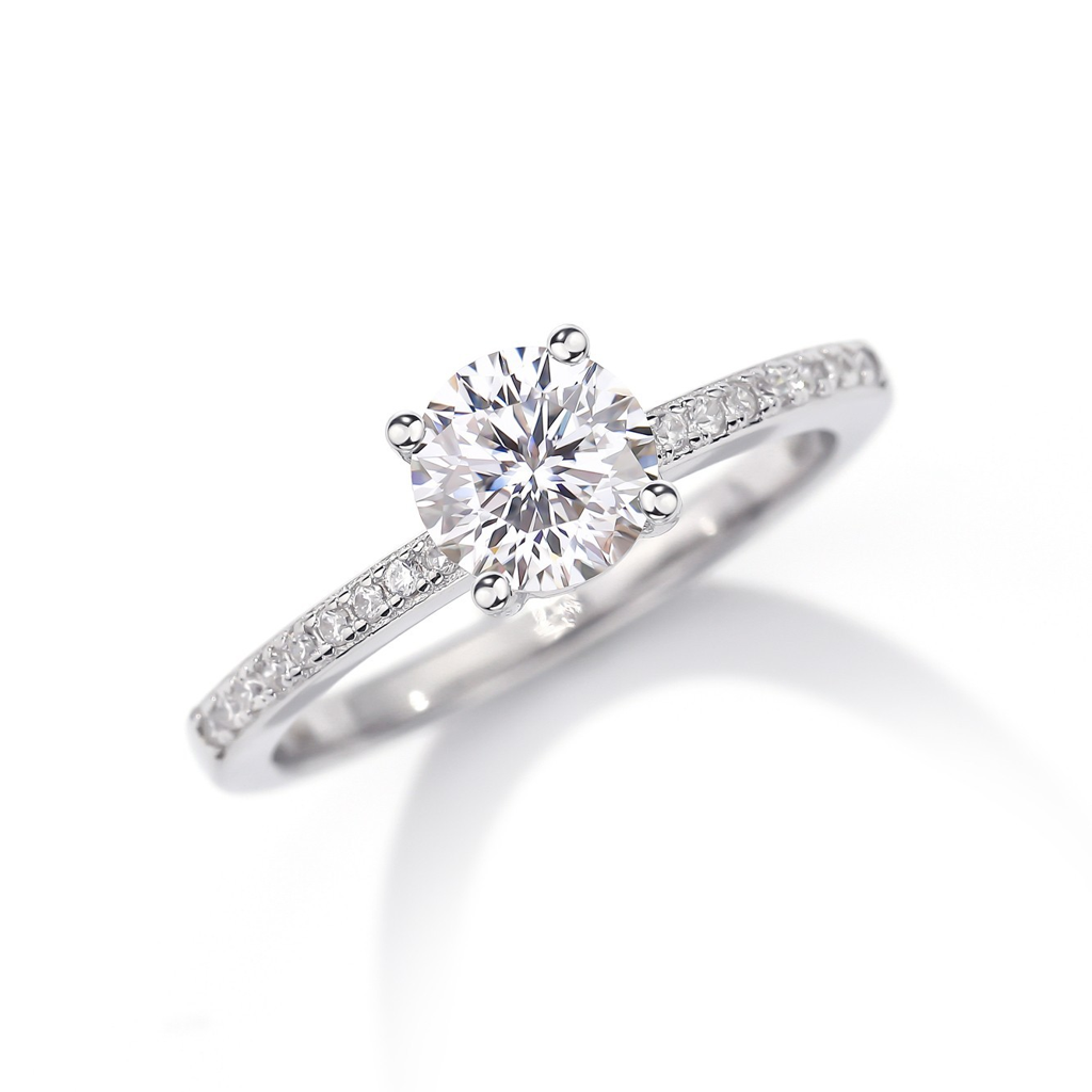 925 Sterling Silver 1 Ct. Gra Certified Moissanite Ring, Gift For Wife, Mother, Sister : BRDAMSR1C