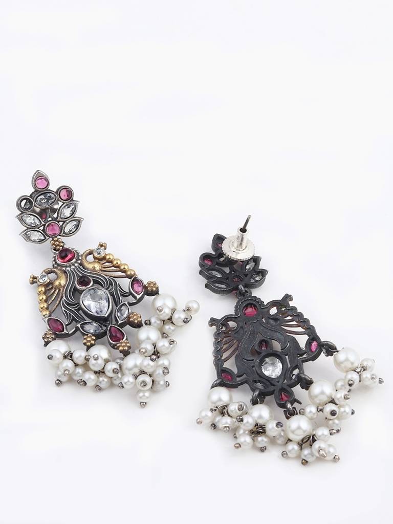 Dual Tone Drop Earring : F23MHER032SLV