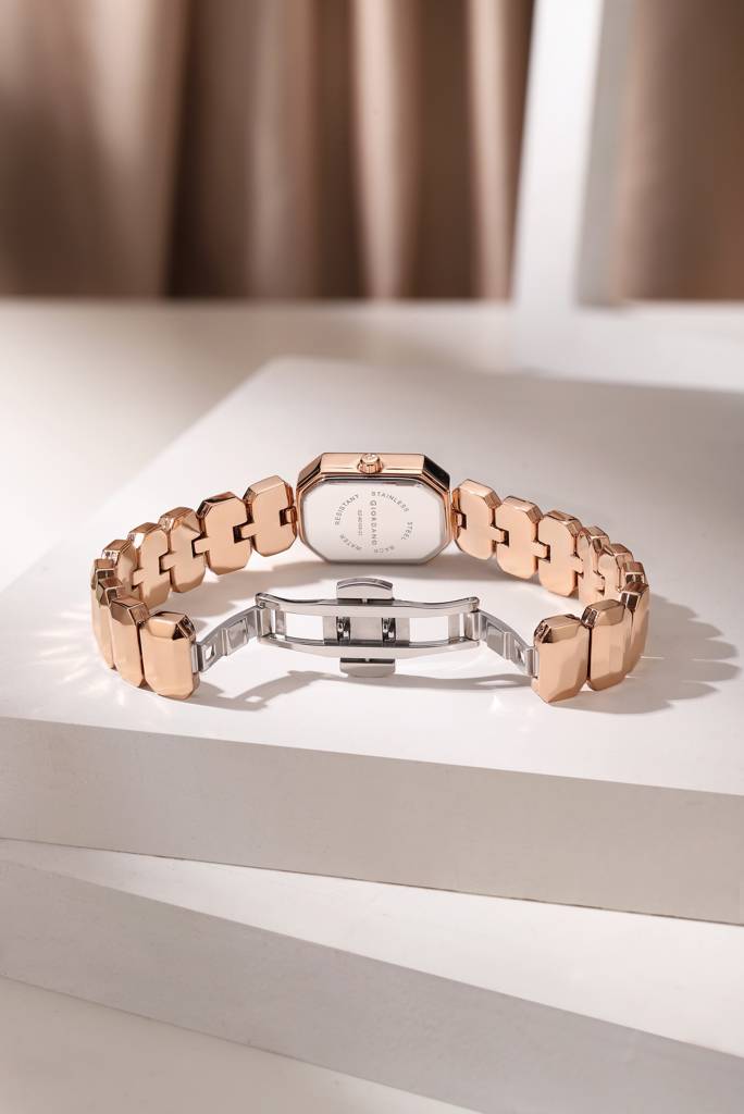 Giordano Stylish Analog Watch For Women With Octagonal Dial, Crystal Hour Markers And Bracelet Style Strap : GZ-60103-22