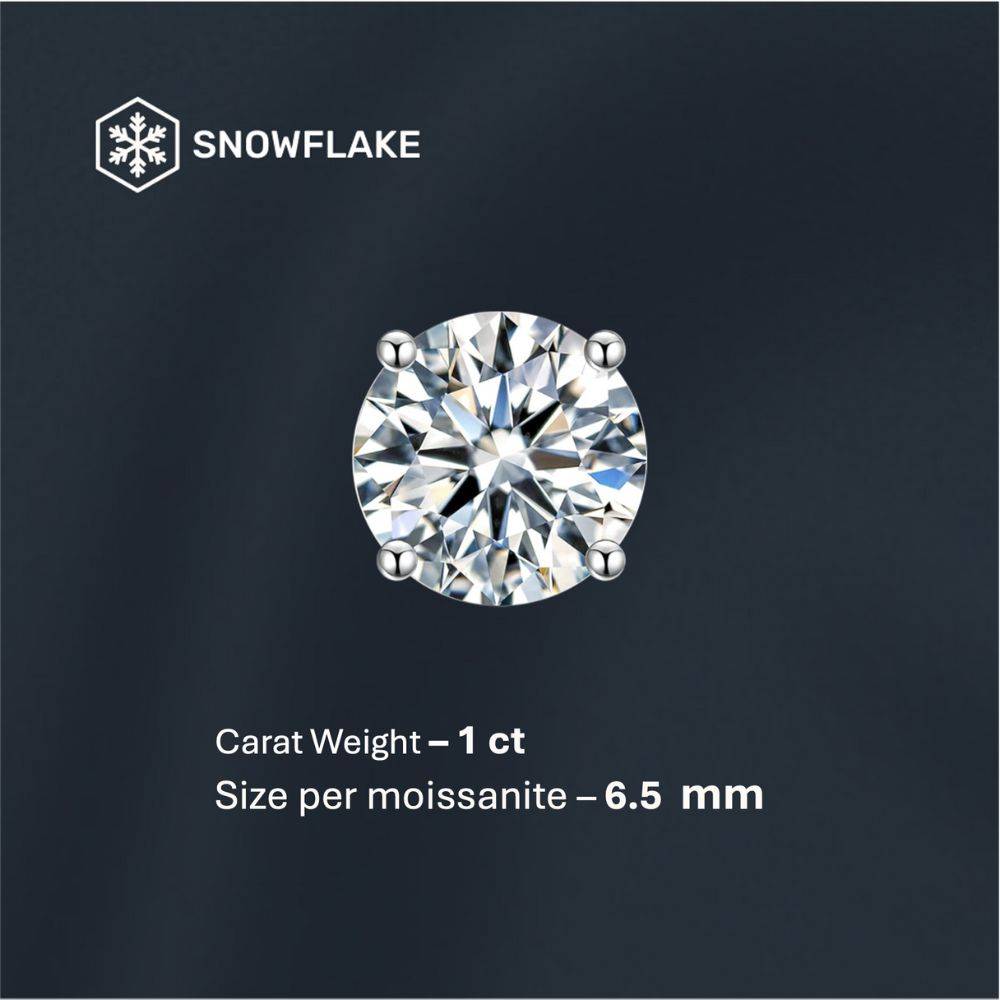 0.5 - 1 Ct Stellar Moissanite Cluster Stud - Single Piece For Men : Snowflake_earring_1ct_Men_FBA