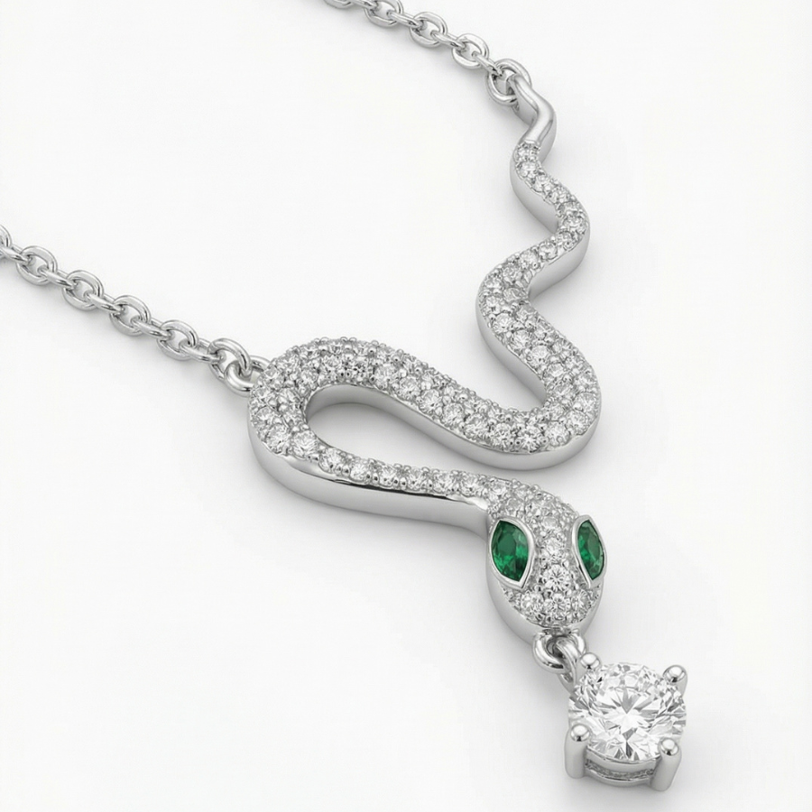 Dainty Snake Pendant Necklace For Women – Elegant Minimal Snake Design With Sleek Modern Finish | Premium Contemp : 1984946626