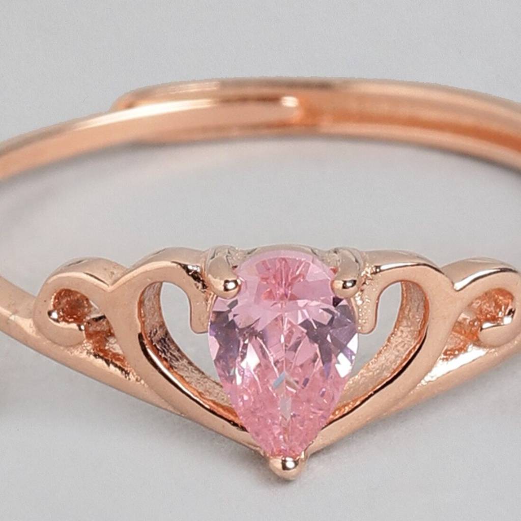Pink Princess 925 Silver Ring In Rose Gold (Adjustable) : RNG-40021