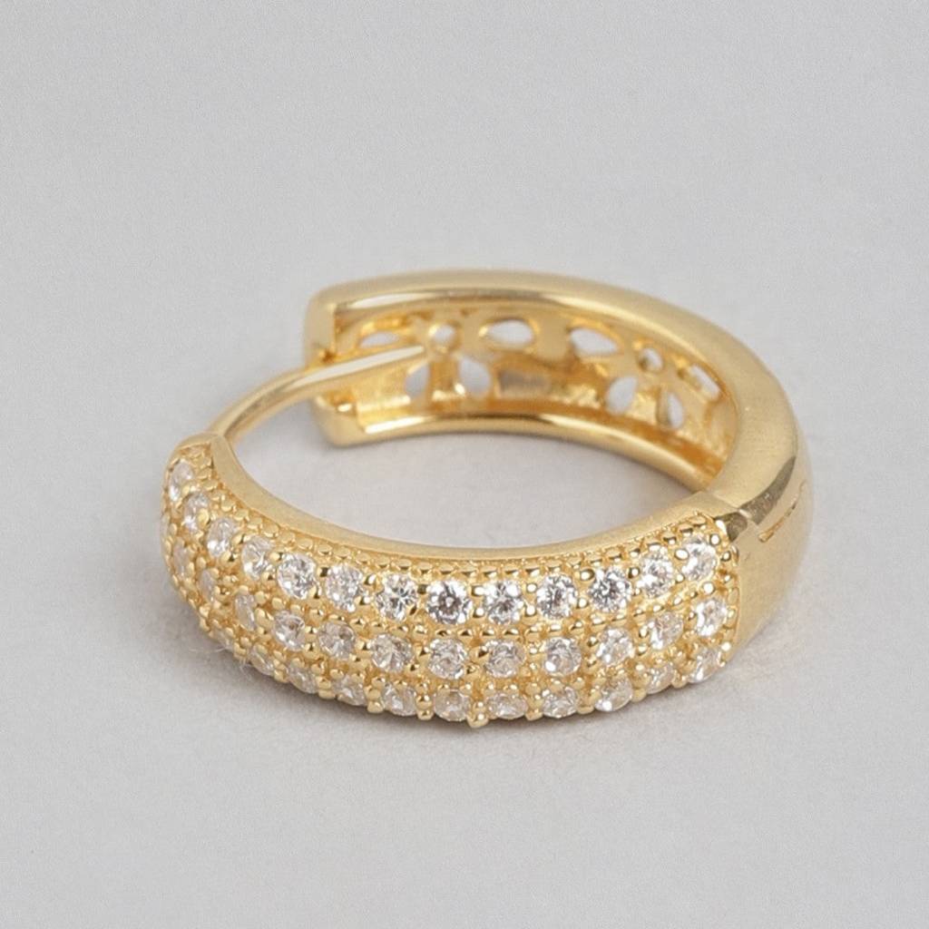 Golden Radiance Gold-Plated 925 Sterling Silver Hoop Earrings : EAR-20317