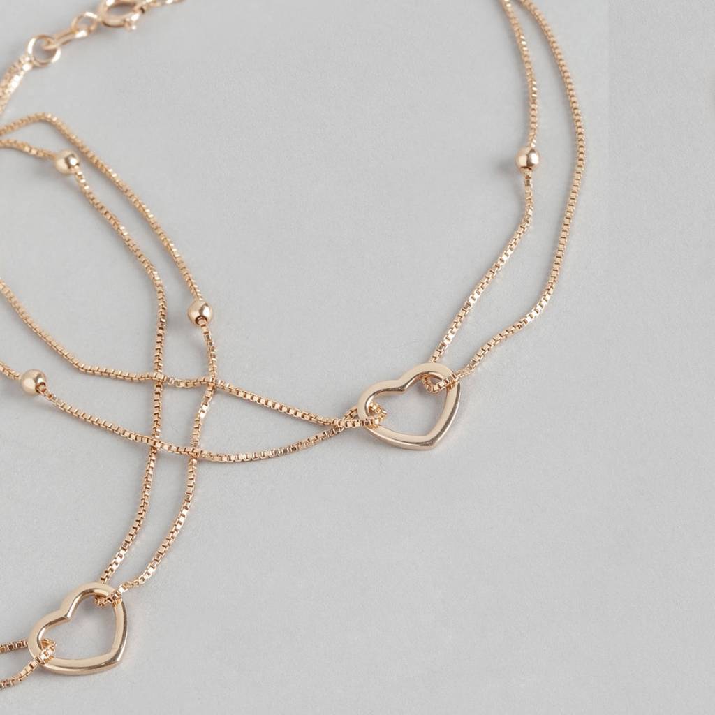 My Dainty Heart Rose Gold 925 Silver Anklets : ANK-60007-PAIR