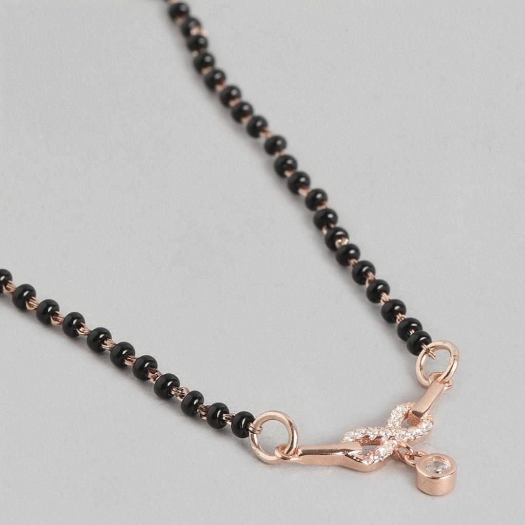 Infinity Cz Rose Gold Plated 925 Sterling Silver Mangalsutra : MGS-10015-C