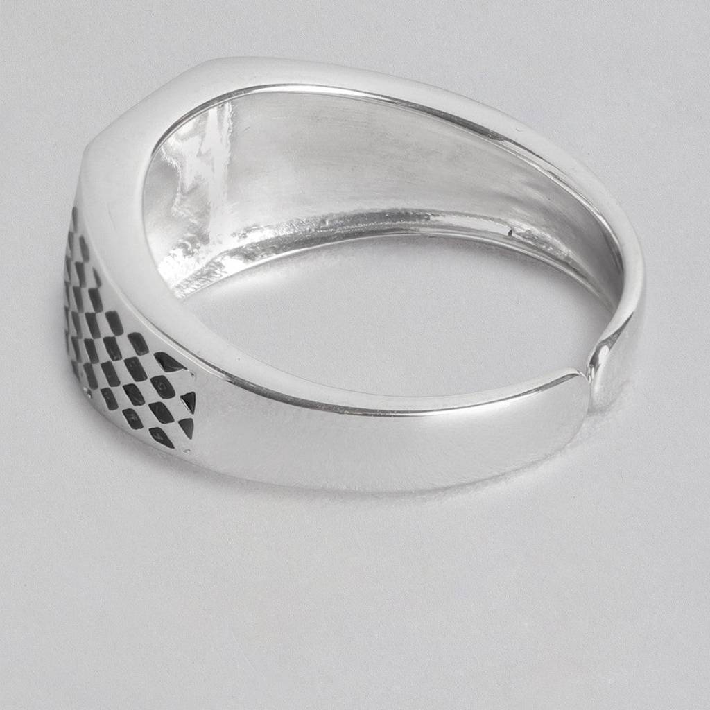 Classy Rhodium Plated 925 Sterling Silver Ring For Him (Adjustable) : RNG-40131