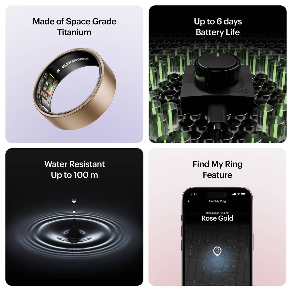 Ultrahuman Ring Air – Sleep And Fitness Tracker, Smart Ring For Men And Women, Up To 6 D : Ultrahuman-Ring-AIR-BrushRoseGold-5
