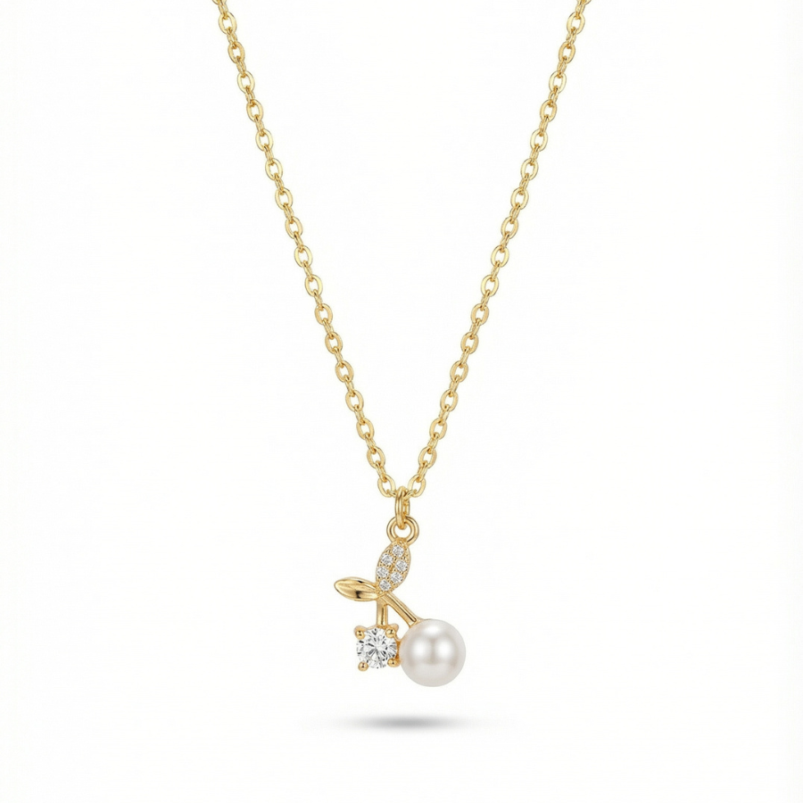 Cherry Pendant Necklace For Women – Elegant Double Cherry Design With Sparkling Cz | Premium Fashion Jewellery Fo : 9932460258