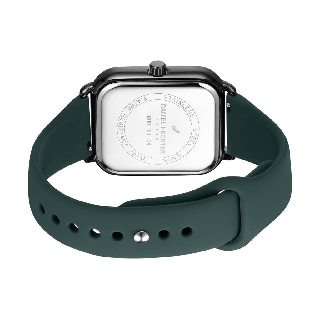 Daniel Hechter Paris Montmartre Unisex Multifunction Square Watch Â Black Dial With Day-Date & 24-Hour Subdial : DHU-1001-04