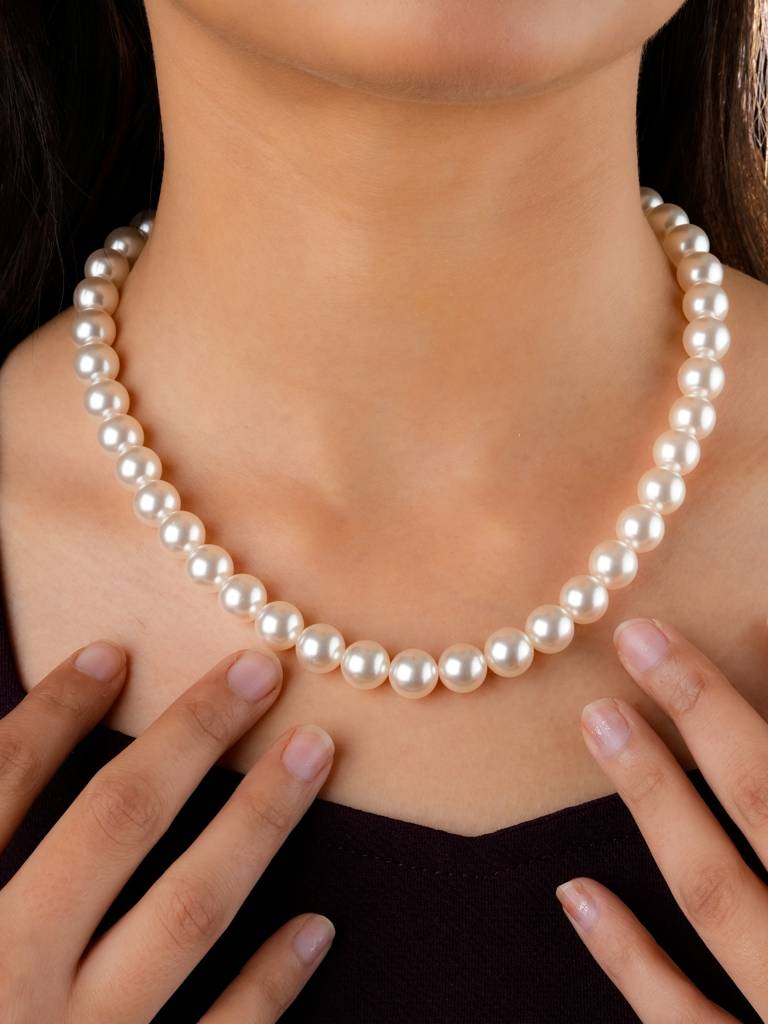 Linen Coloured Pearls Necklace Set : PRMBS07