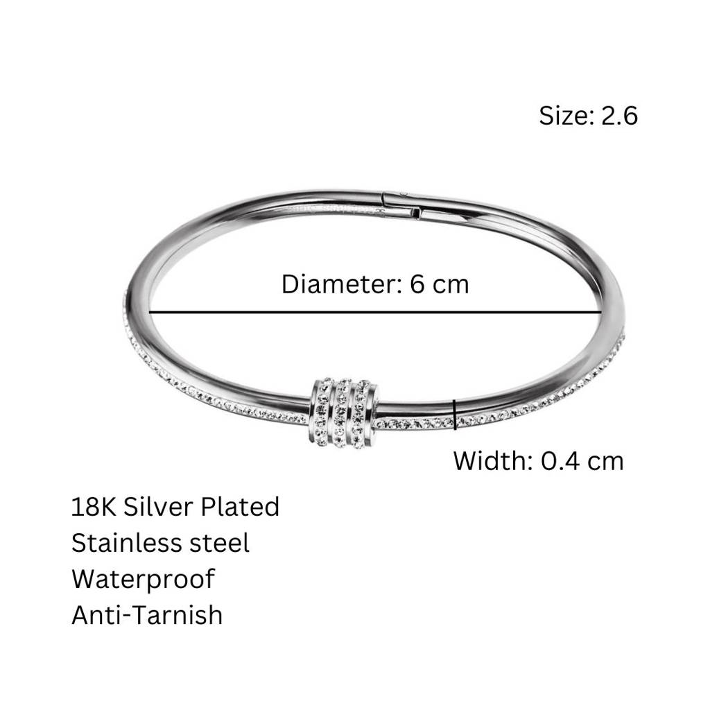 18K Plated Waterproof Antitarnish Bangle Bracelet With Zircon : AMO0924B382S
