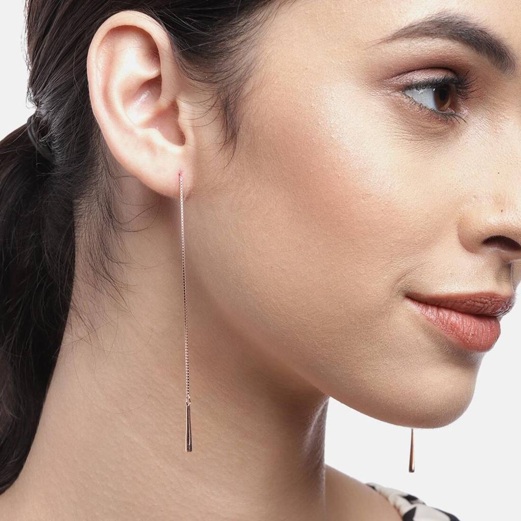 Sui Dhaga 925 Sterling Silver Earrings In Rose Gold : EAR-20046