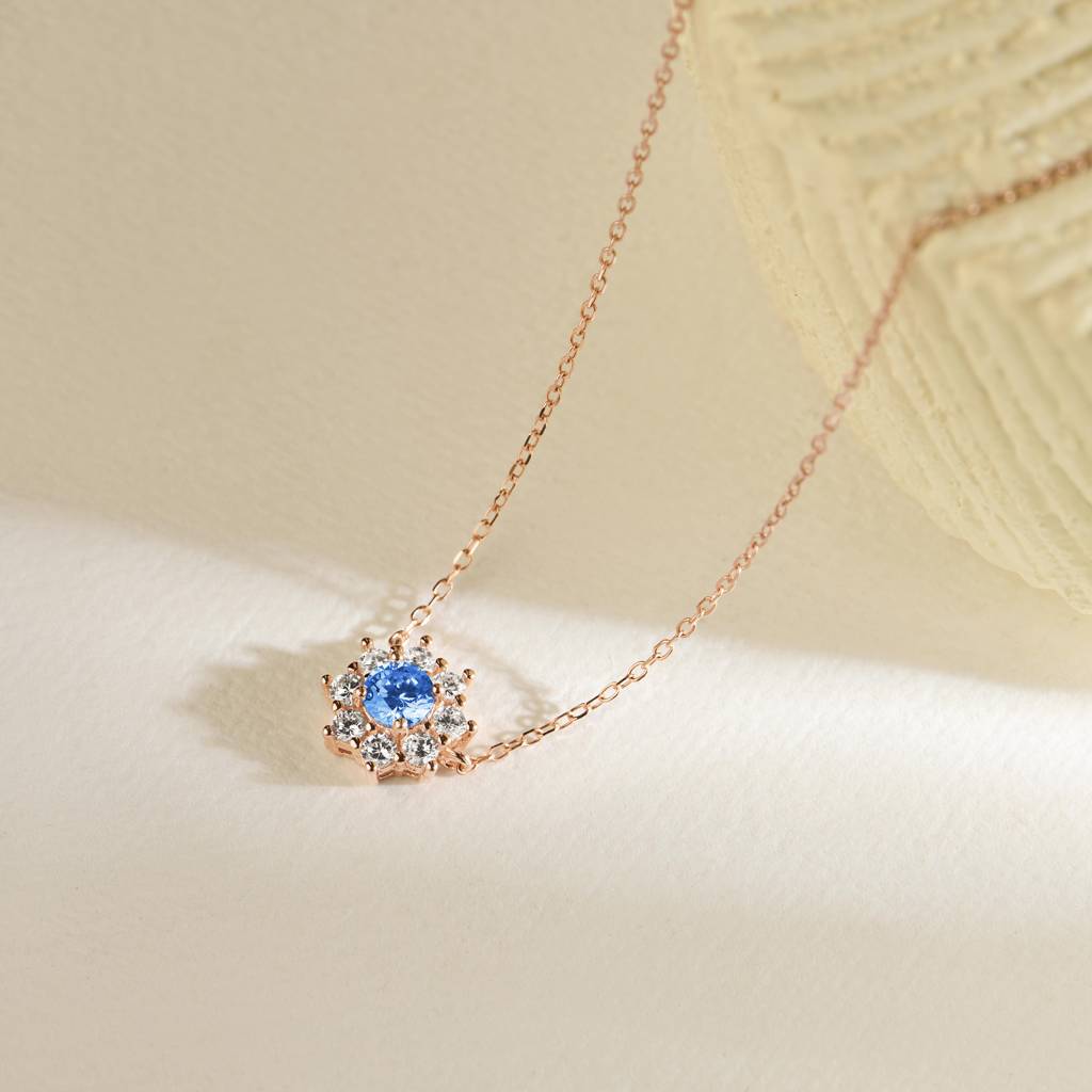 The Sea Flower Silver Rose Gold Plated Necklace : NL-30389-RG