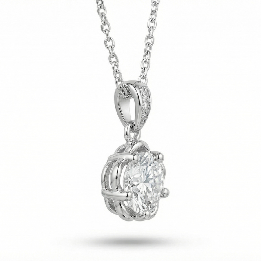 Royal Solitaire Necklace For Women | Classic Solitaire Crystal Pendant Jewellery : 7593660656