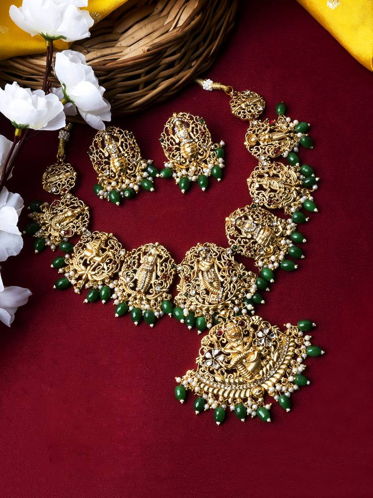 Traditional Vishnu Dashavatar Necklace Set : SATJS261