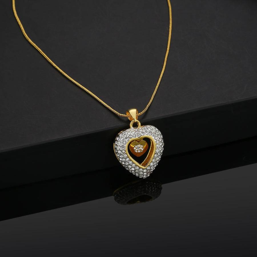 Estele Gold Plated Dancing Heart Pendant With Crystals For Women : 607PENDANT