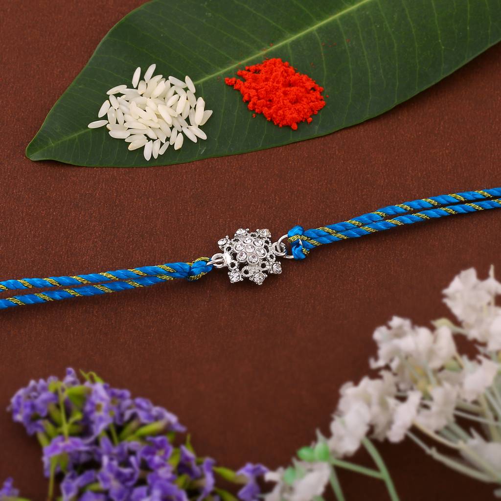 Estele Rhodium Plated Nakshi Style Rakhi With Austrian Crystals And ...