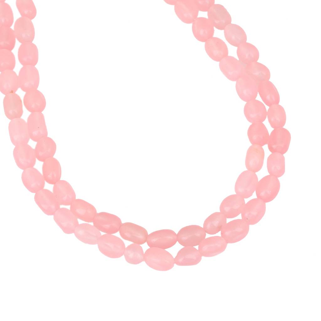 Estele Rhodium Plated Sparkling Double Layered Necklace With Mint Pink Beads For Girls/Women : 10183-IR-MPNK