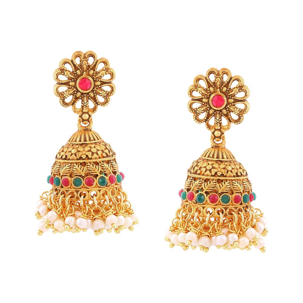 Estele Gold Plated Auspicious Temple Styled Bridal Necklace Set Combo For Women : 10090-IG-COMNKER