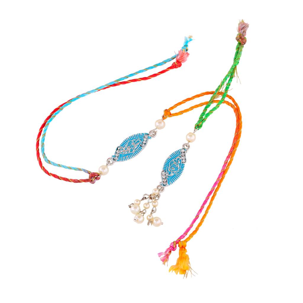 Estele Rhodium Plated Stylish Designer Rakhi Set For Bhaiya Bhabhi With ...