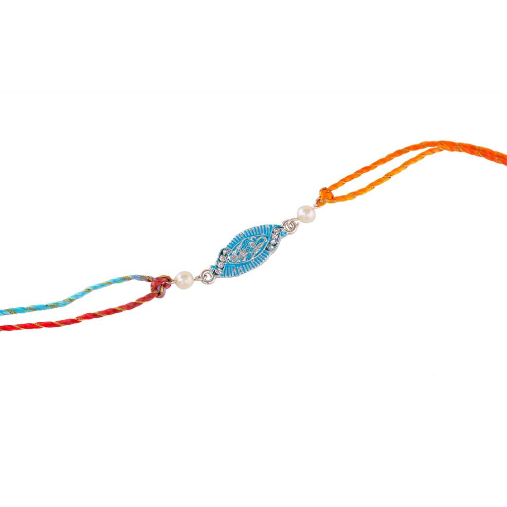 Estele Rhodium Plated Stylish Designer Rakhi Set For Bhaiya Bhabhi With ...