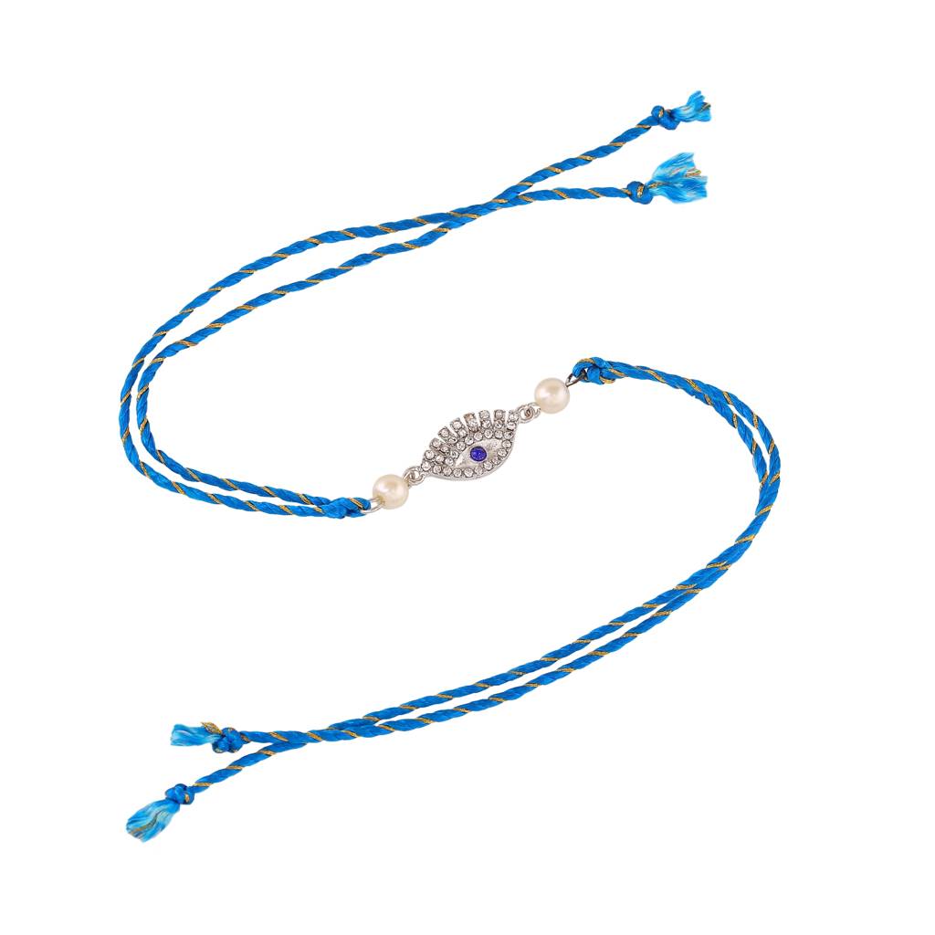 Estele Rhodium Plated Sacred Evil Eye Rakhi Set For Bhaiya Bhabhi With ...