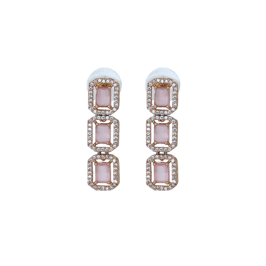 Estele Gorgeous Rose Gold-Plated Necklace Set With Pink Brass For Women : AD-679-RG-MPNKER