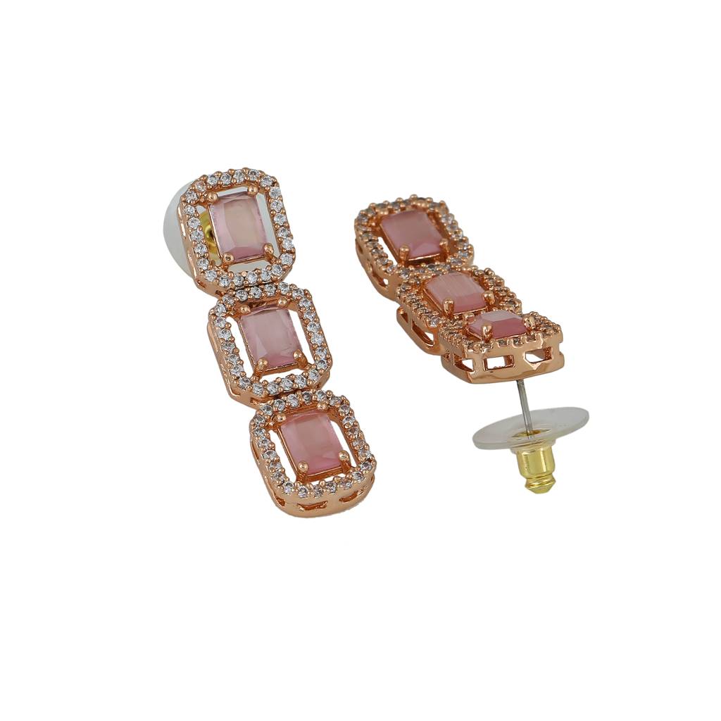 Estele Gorgeous Rose Gold-Plated Necklace Set With Pink Brass For Women : AD-679-RG-MPNKER