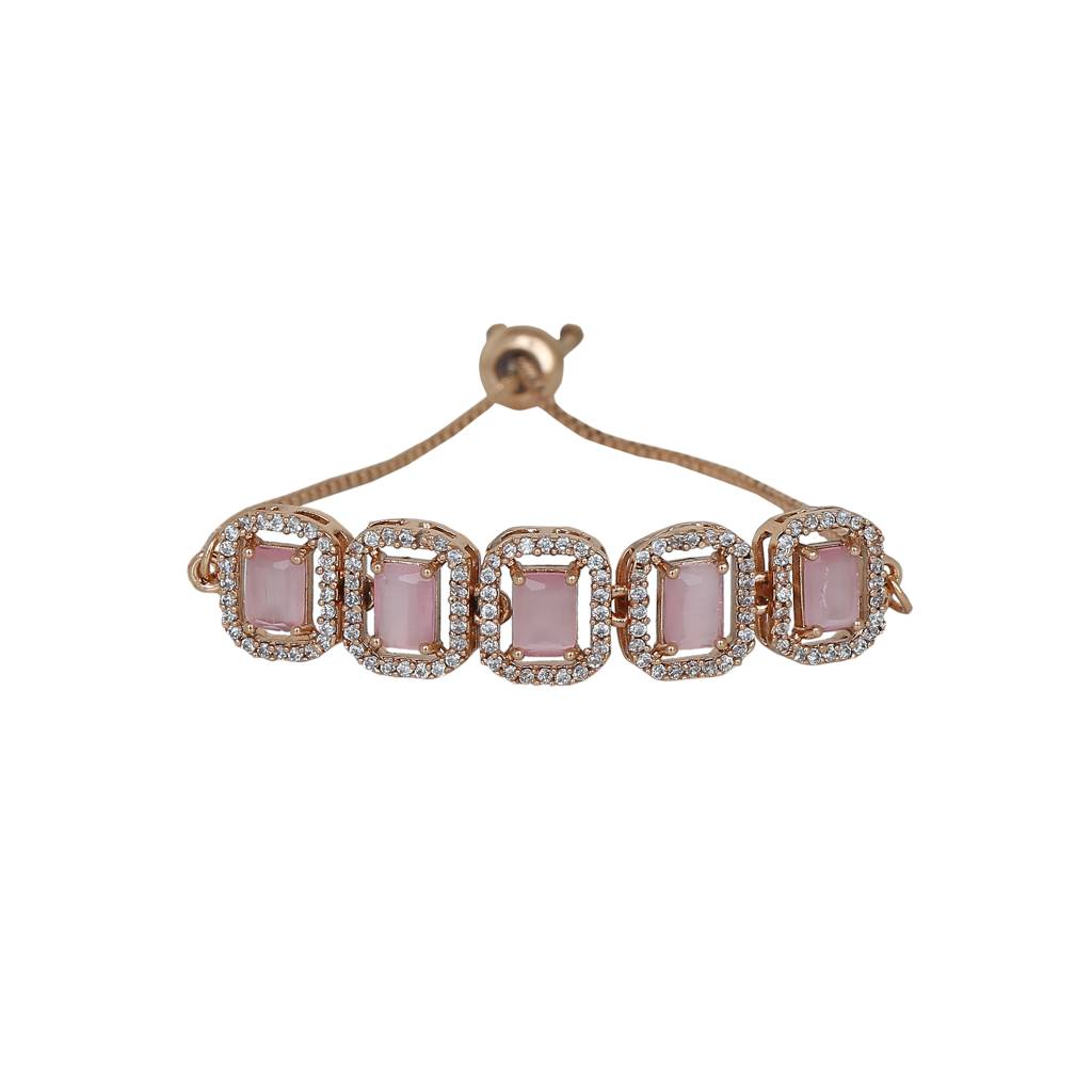 Estele Elegant Rose Gold-Plated Bracelet With Pink Cz For Women : AD-047-RG-MPBR