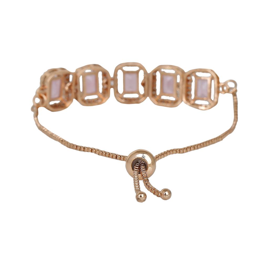 Estele Elegant Rose Gold-Plated Bracelet With Pink Cz For Women : AD-047-RG-MPBR