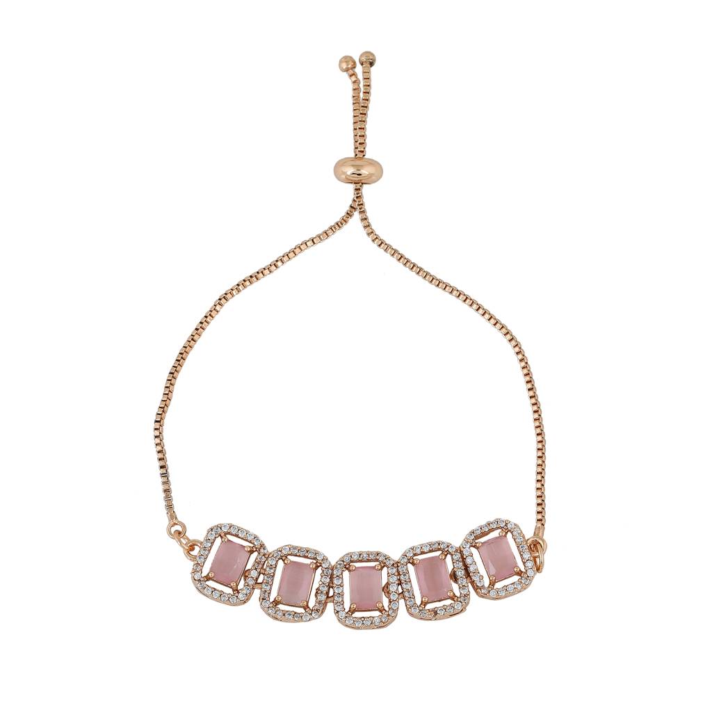 Estele Elegant Rose Gold-Plated Bracelet With Pink Cz For Women : AD-047-RG-MPBR