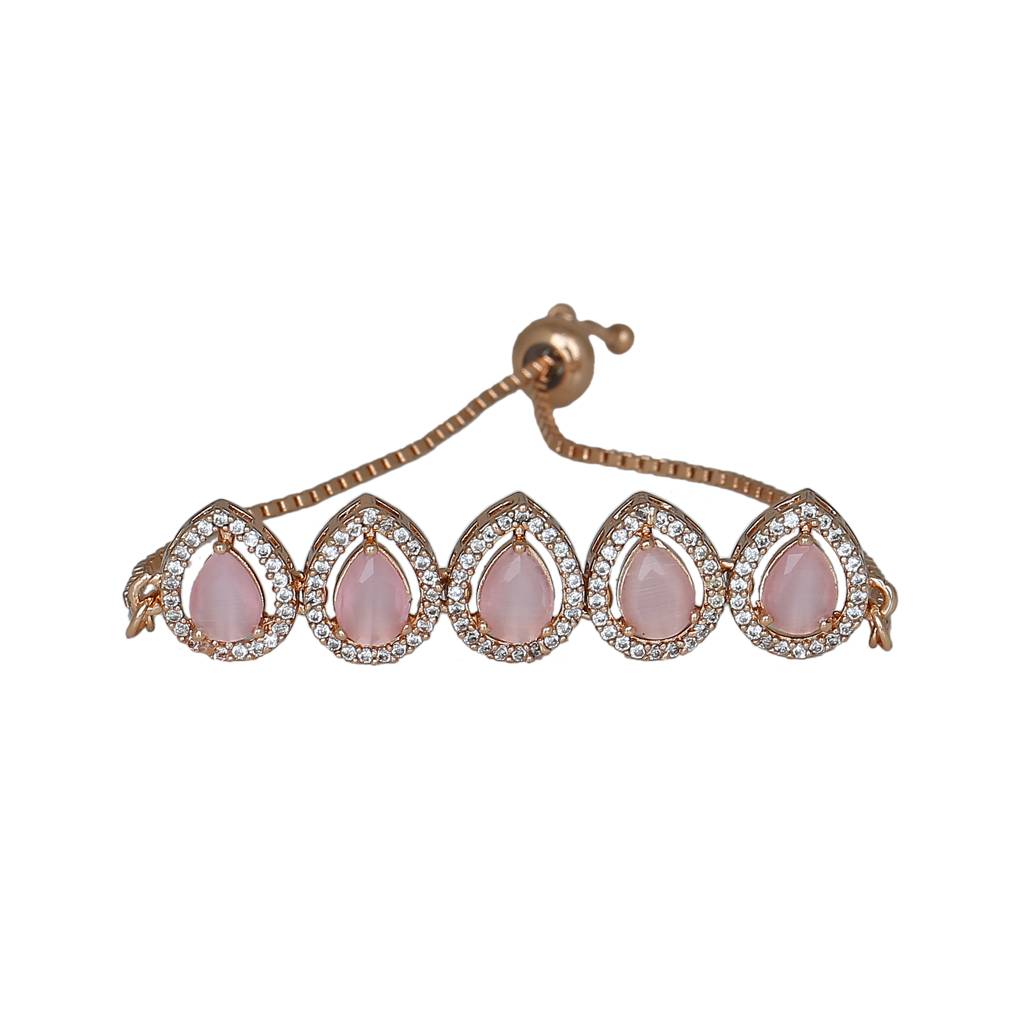 Estele Delightful Rose-Gold Plated With Pink Cz For Women : AD-045-RG-MPBR