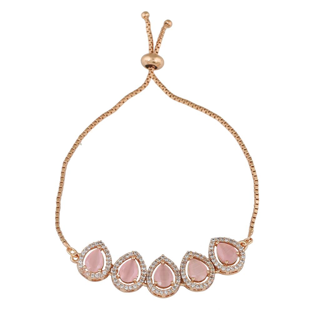 Estele Delightful Rose-Gold Plated With Pink Cz For Women : AD-045-RG-MPBR