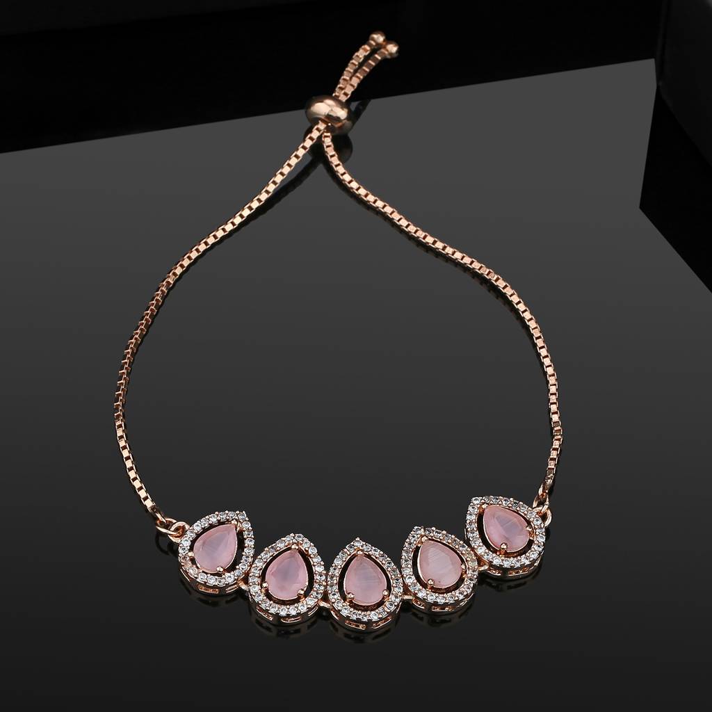 Estele Delightful Rose-Gold Plated With Pink Cz For Women : AD-045-RG-MPBR