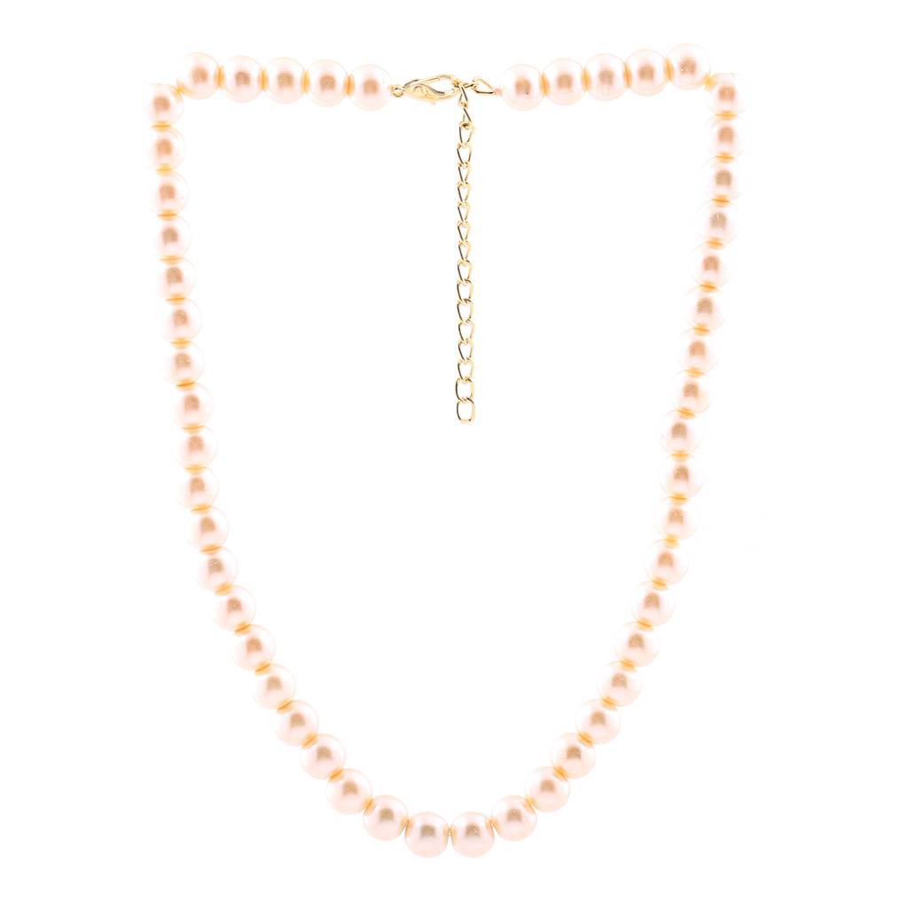 Estele Gold Plated Glowing Creamy Single Line Pearl Necklace For Women : 9962-IG-NKNK