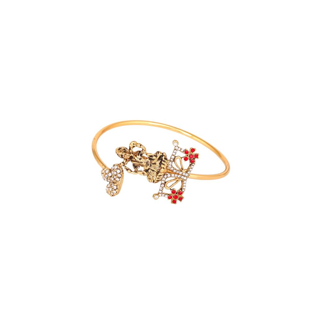 Estele Gold Plated Antique Adorable Laxmi Bracelet With Austrian Crystals & Ruby Stones For Women : 102058-IGBR