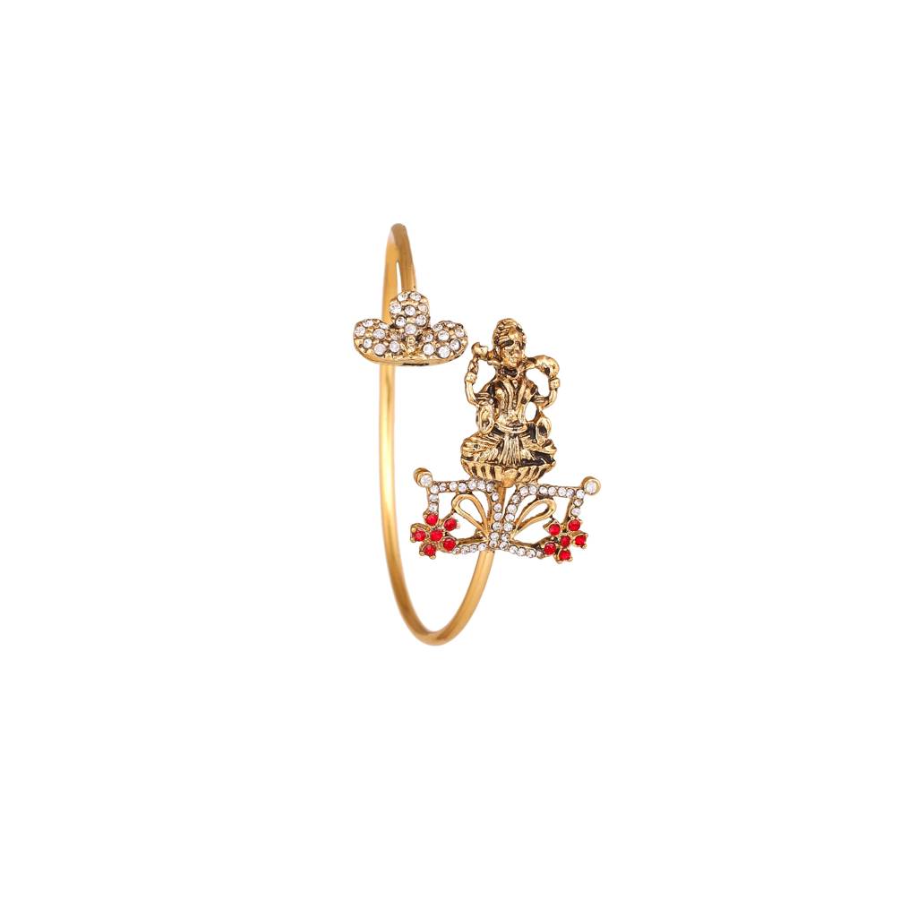 Estele Gold Plated Antique Adorable Laxmi Bracelet With Austrian Crystals & Ruby Stones For Women : 102058-IGBR