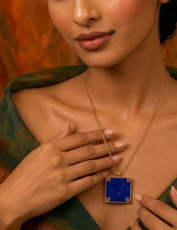Lapis Lazuli Square Pendant Necklace : AWN-224