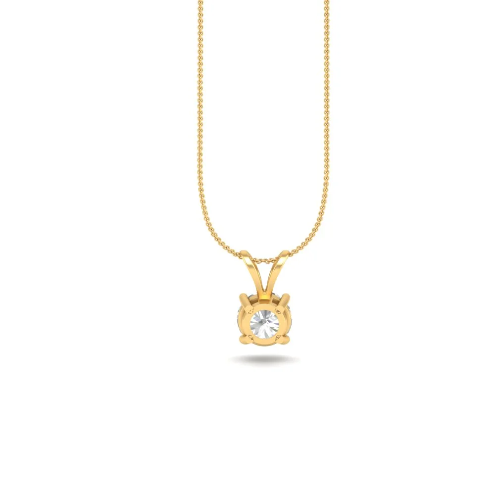 Round Cut Moissanite Women Solitaire Pendant Necklace 14K Gold Plated : FJ_020
