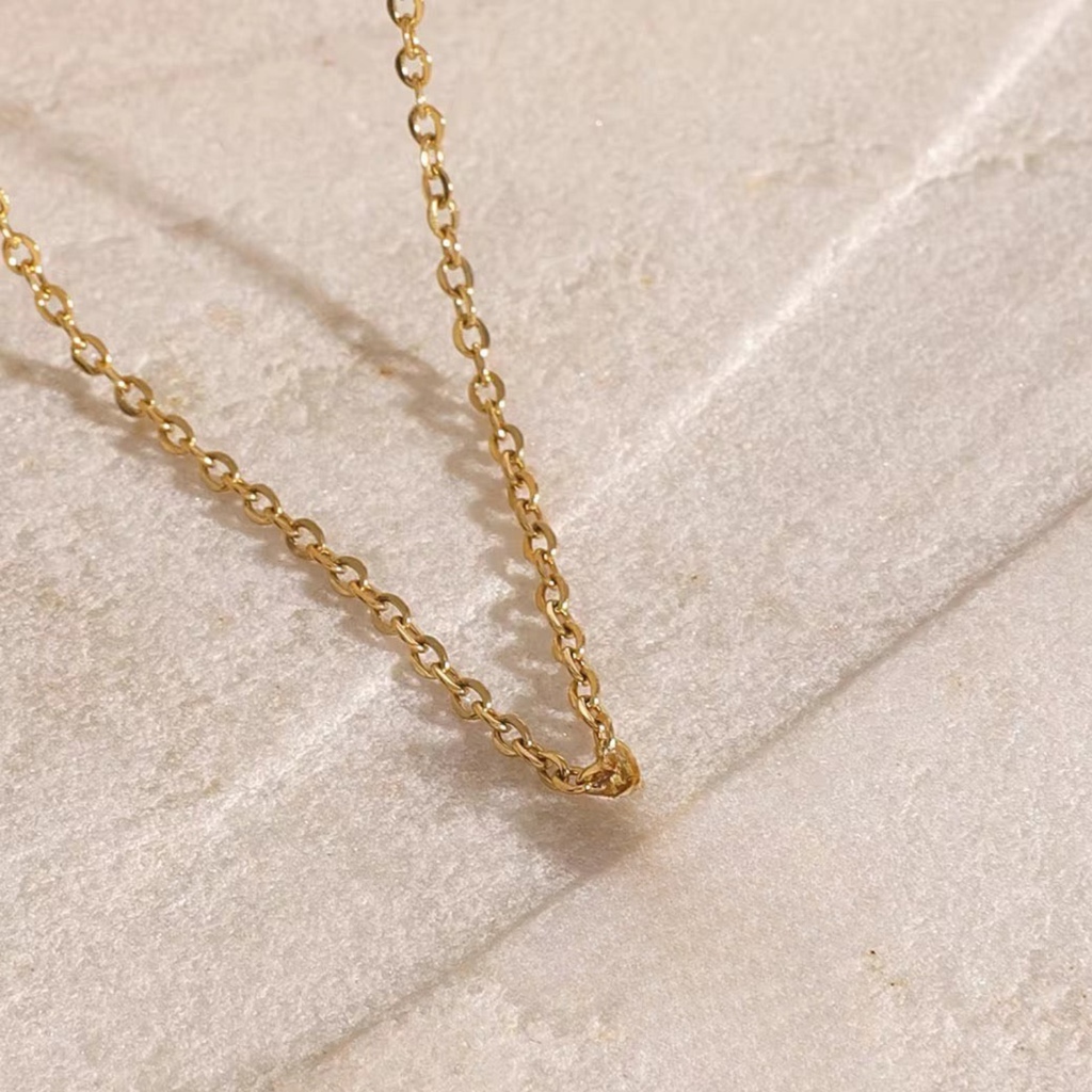Gold Plated Daily Wear Thin Plain Dainty Necklace : DIMPN071