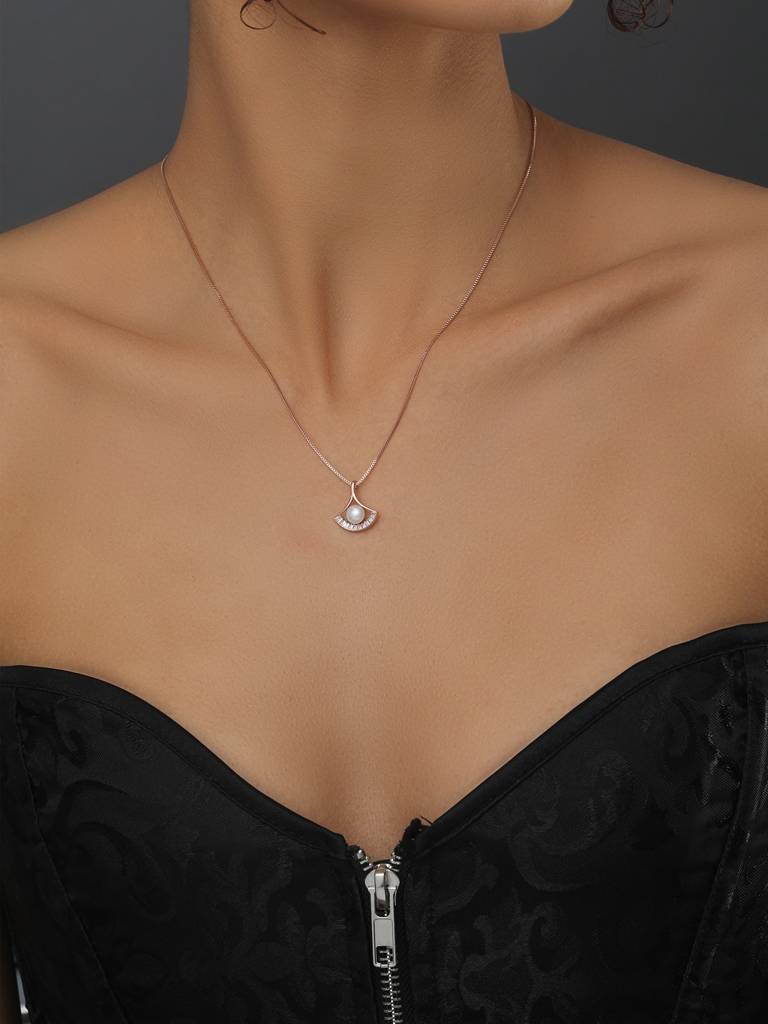 Ad Stone & Pearl Pendant Necklace : WNK94LBSLV