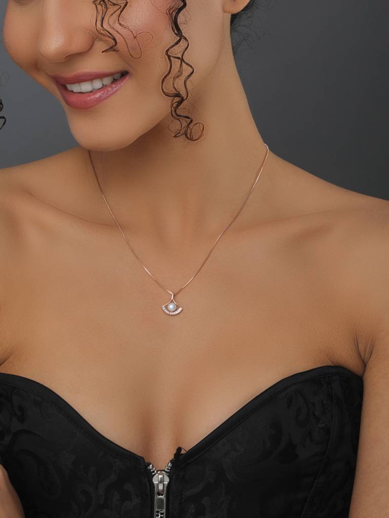 Ad Stone & Pearl Pendant Necklace : WNK94LBSLV