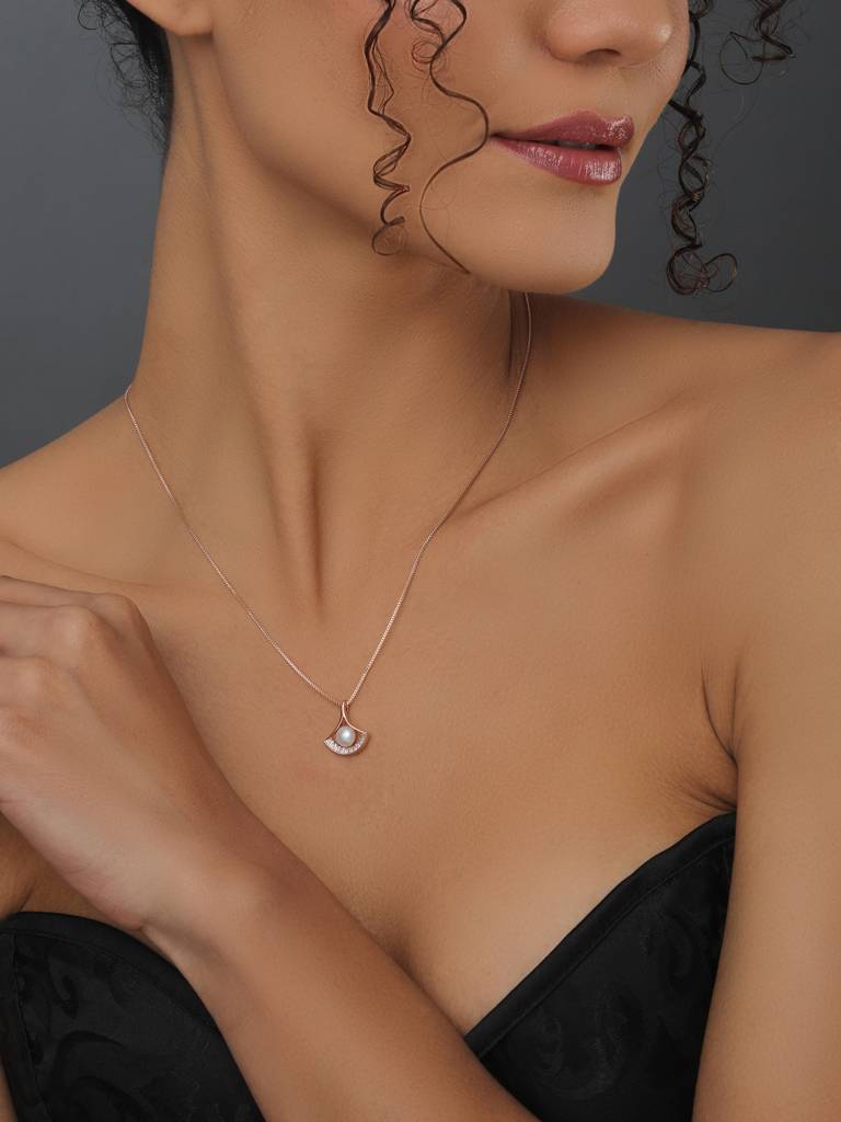 Ad Stone & Pearl Pendant Necklace : WNK94LBSLV