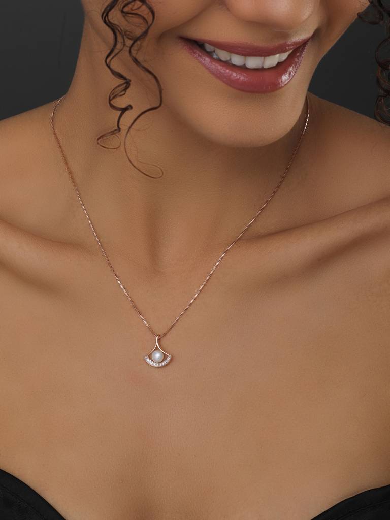 Ad Stone & Pearl Pendant Necklace : WNK94LBSLV