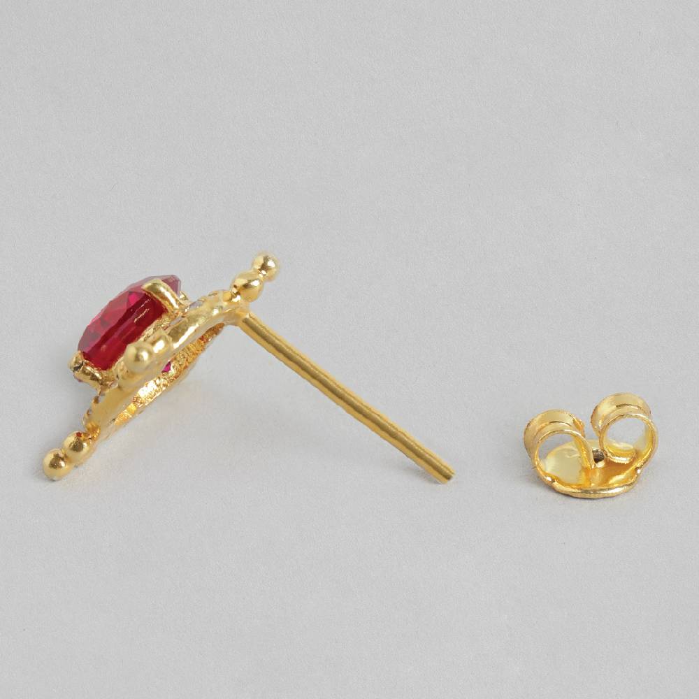 92.5 Silver Red Kundan Chakra Stud Earrings : 92.5 Silver Red Kundan Chakra Stud Earrings : 92.5 Silver Red Kundan Chakr