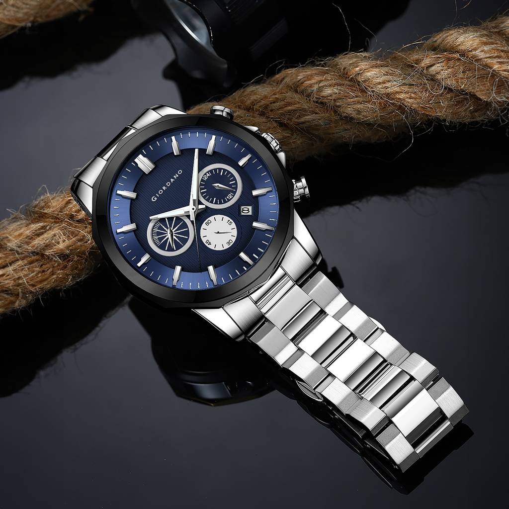 Giordano Multi-Function Analog Watch For Men With Textured Dial, Classic Stainless Steel Strap And Date Function : GZ-50036-11