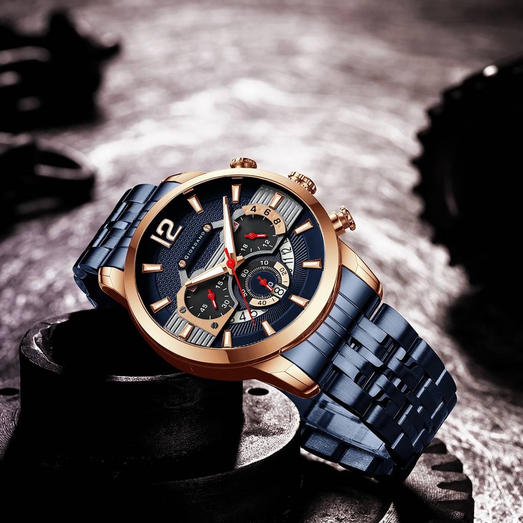 Giordano Analog Wrist Watch For Men Stylish Metal Strap With Water Resistant Multifuntion Mechanism Watch Gz-50032 : GZ-50032-44