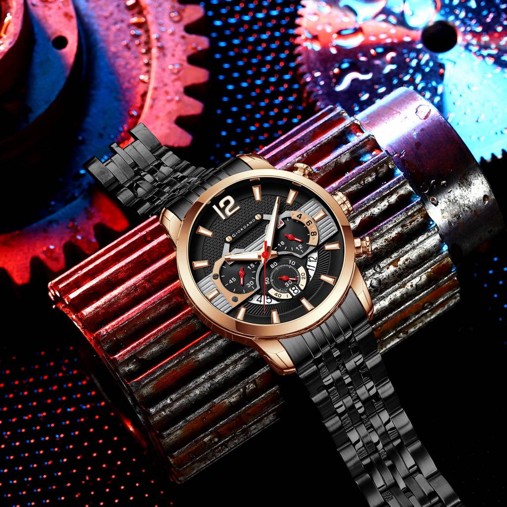Giordano Analog Wrist Watch For Men Stylish Metal Strap With Water Resistant Multifuntion Mechanism Watch Gz-50032 : GZ-50032-33